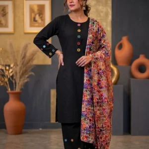 3 Pcs Women's Stitched Dobby Lawn Sheesha Work Suit