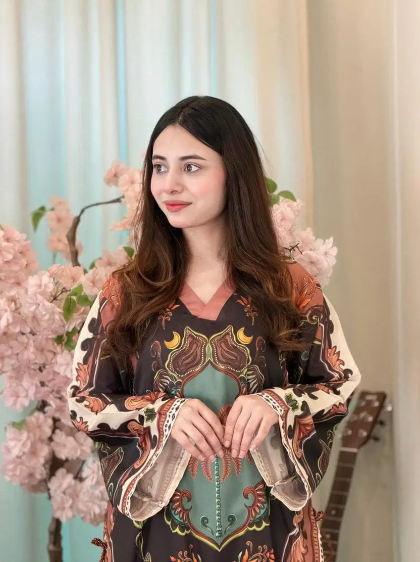 2 Pcs Women's Stitched Swiss Lawn Printed Co-Ord Set - Image 5