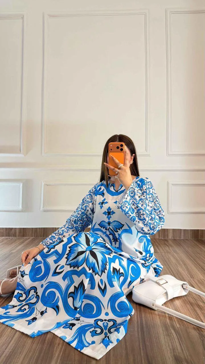 Blue Printed Doria Lawn 2PC Suit for Women