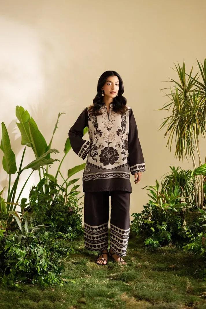 Black Printed Swiss Lawn 2Pcs Shirt Trouser Set - Image 4