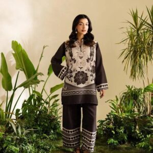 Black Printed Swiss Lawn 2Pcs Shirt Trouser Set