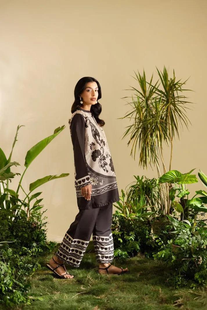 Black Printed Swiss Lawn 2Pcs Shirt Trouser Set - Image 8