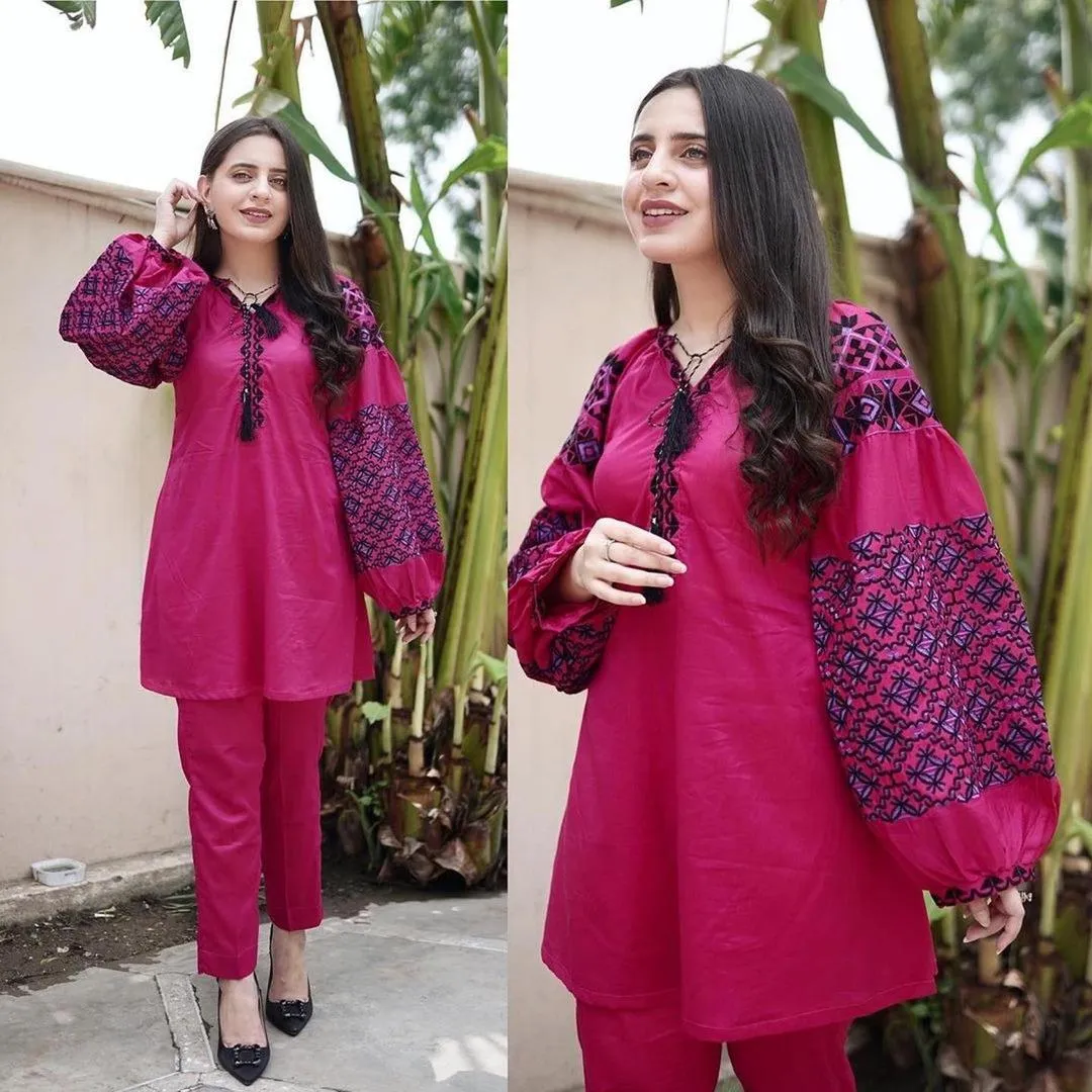 Airline Jabla Embroidered Shirt Trouser Set Mes Size Linen - Image 2