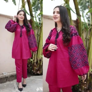 Airline Jabla Embroidered Shirt Trouser Set Mes Size Linen