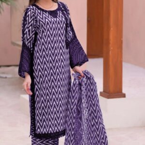 3 Pcs Women's Stitched Lawn Printed Suit