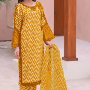 3 Pcs Women's Stitched Lawn Printed Suit