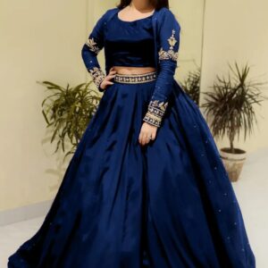 3 Pcs Women's Stitched Shamoz Silk Plain Gown Suit