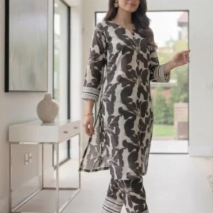 Women Printed 2Pcs Arabic Lawn Suit Multicolor