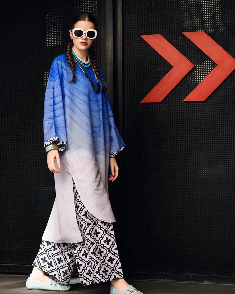 2 Pcs Women's Stitched Swiss Lawn Printed Shirt And Trouser - Image 2