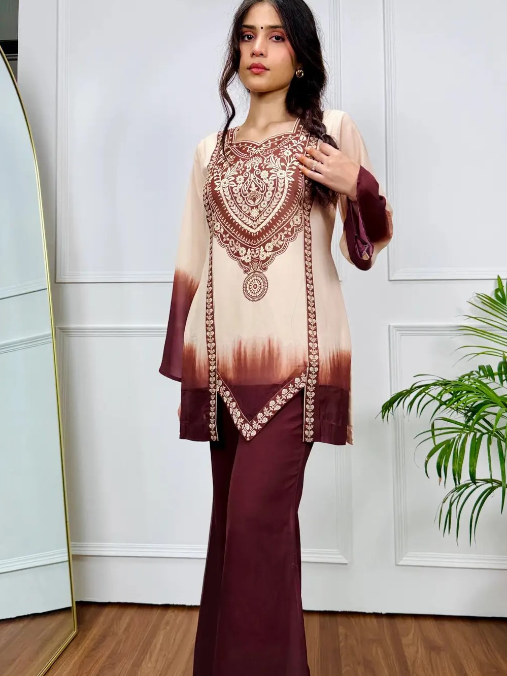 2 Pcs Women's Stitched Swiss Lawn Printed Co-Ord Set