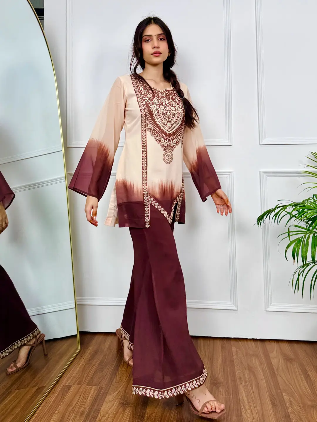 2 Pcs Women's Stitched Swiss Lawn Printed Co-Ord Set - Image 2