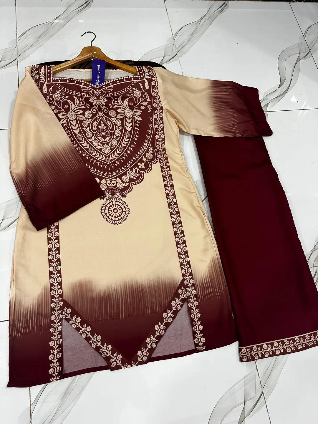 2 Pcs Women's Stitched Swiss Lawn Printed Co-Ord Set - Image 3