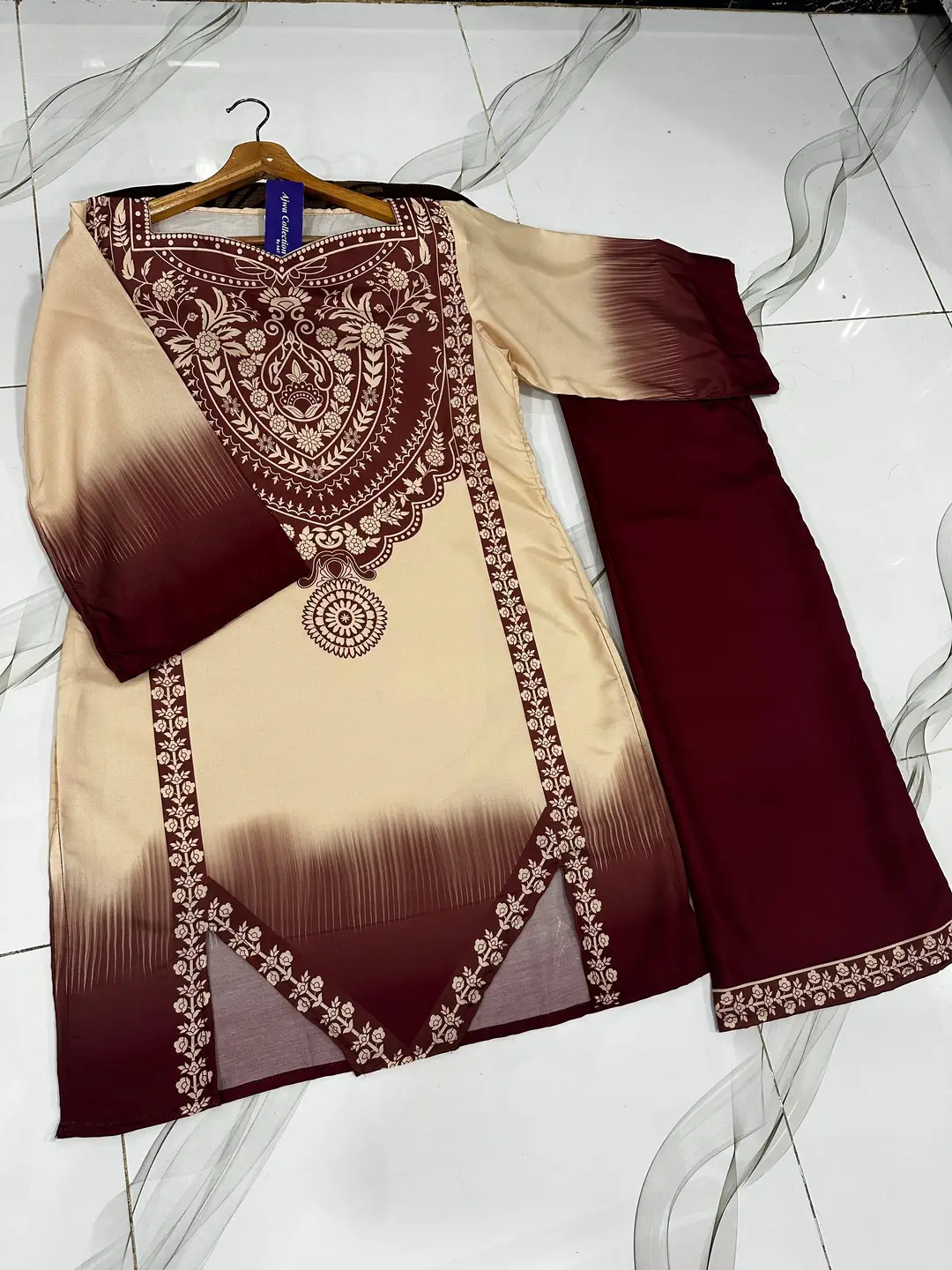2 Pcs Women's Stitched Swiss Lawn Printed Co-Ord Set - Image 4