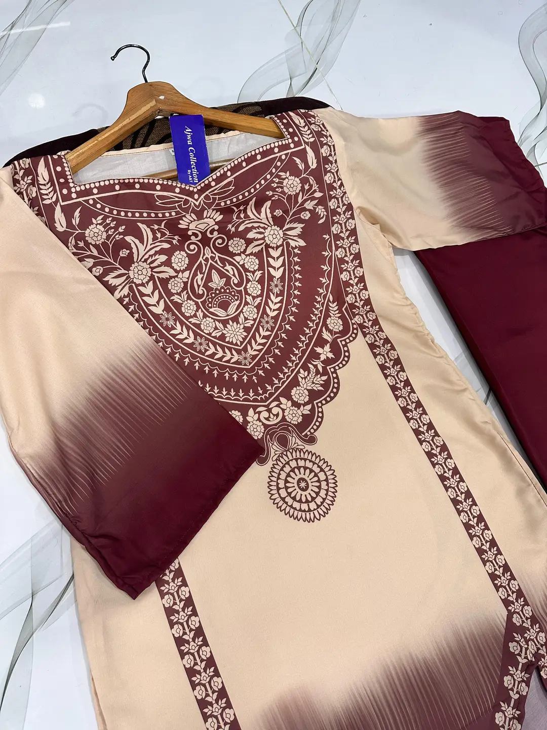 2 Pcs Women's Stitched Swiss Lawn Printed Co-Ord Set - Image 5
