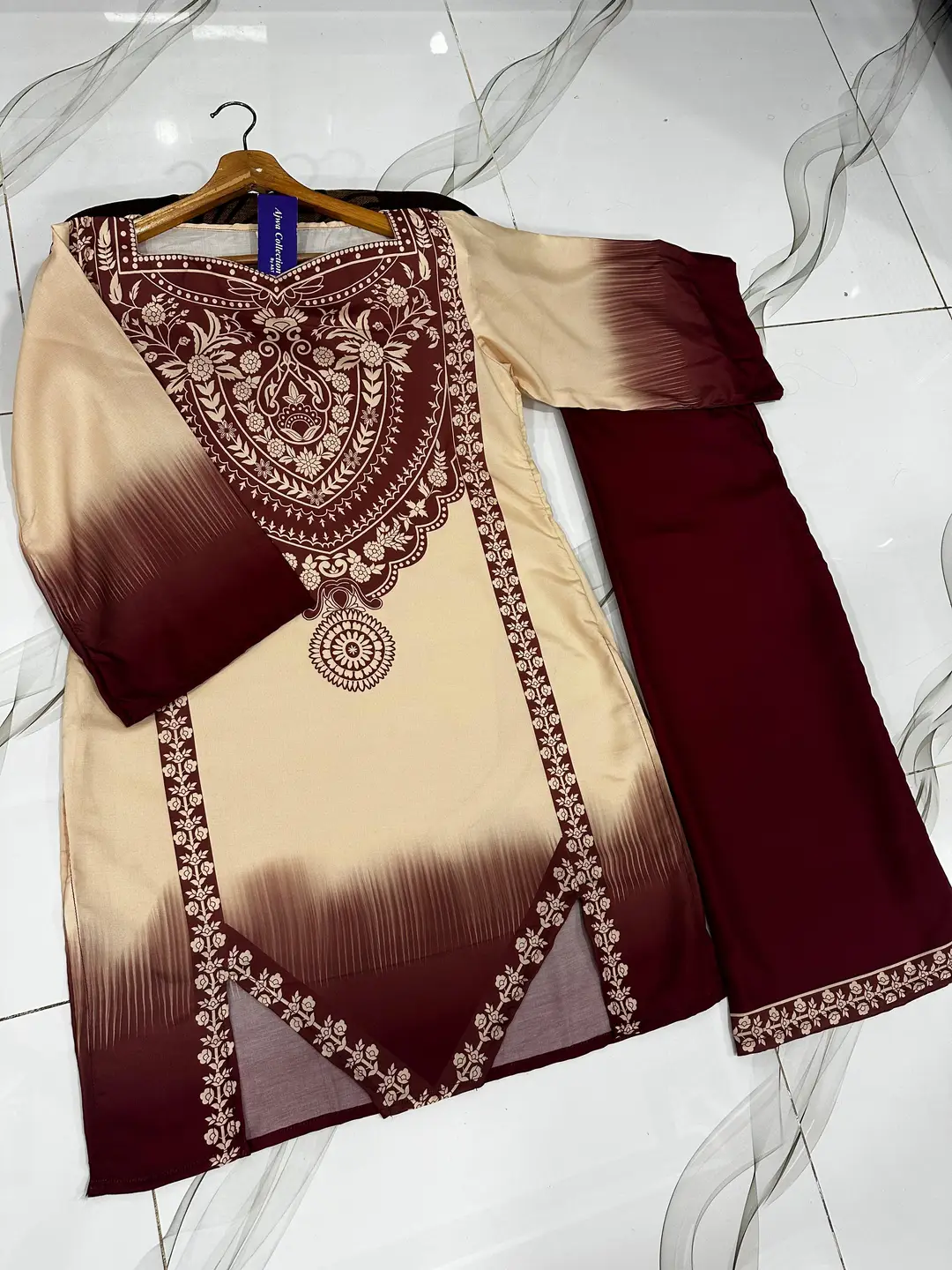 2 Pcs Women's Stitched Swiss Lawn Printed Co-Ord Set - Image 6