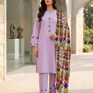 3 Pcs Women's Stitched Cotton Sheesha Work Suit