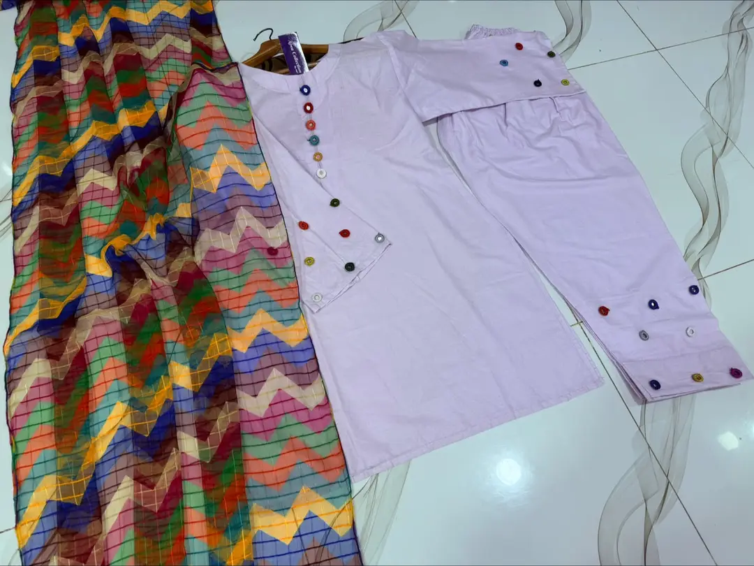 3 Pcs Women's Stitched Cotton Sheesha Work Suit - Image 5