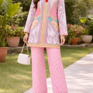 Pink Printed Co-ord Set 2 Pcs Grip Fabric