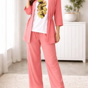 Pakistani Women's Pink Floral Pajama Set
