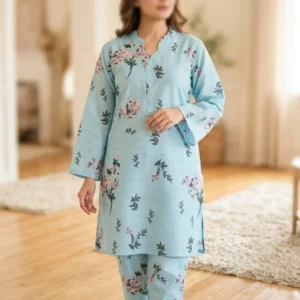 Blue Printed Cotton Lawn 2Pcs Co-ord Set