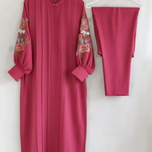 Magenta Linen 2-Piece Eid Suit Small Medium Large
